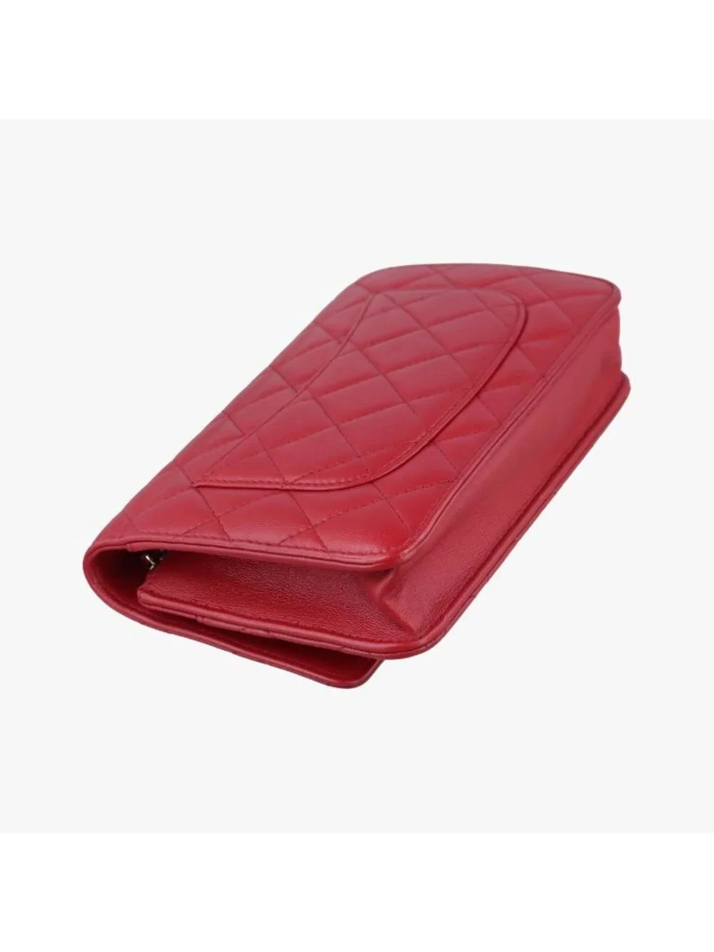 Chanel Quilted CC Logo Red Lambskin Shoulder